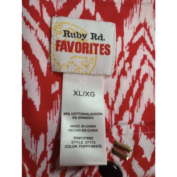Ruby Rd Shirt Ladies Extra Large Red‎ Short Sleeve - Picture 4 of 5
